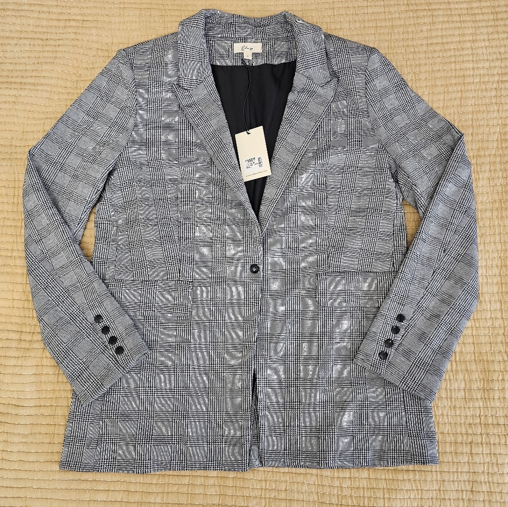 Elan NWT Plaid Rock‎ Rhinestone Blazer Women's Size L